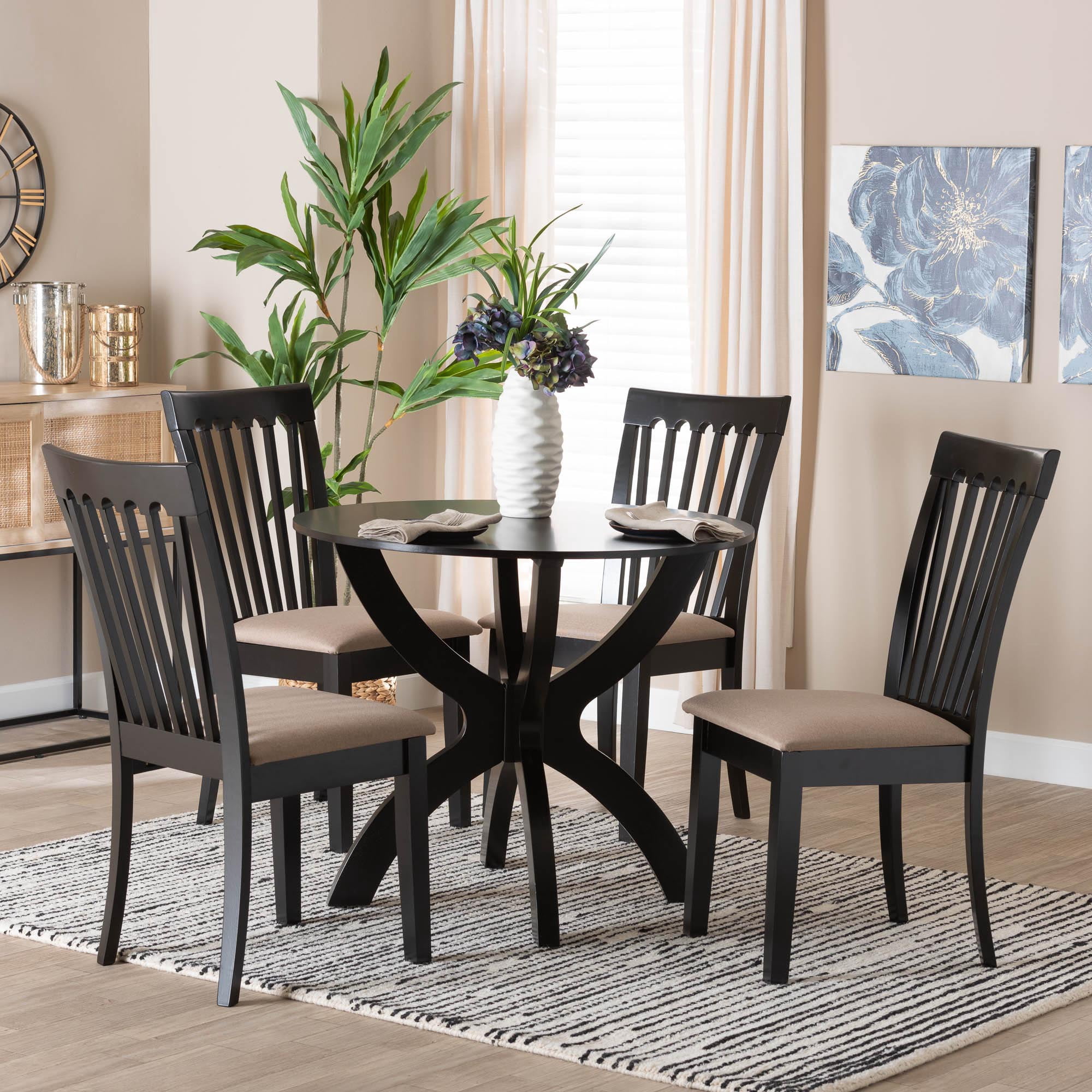 Baxton Studio Bailey Modern Dining Set, 5-Piece, Dark Brown