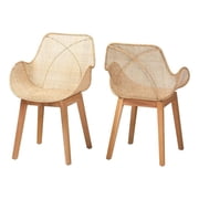 Baxton Studio Ballerina Brown Finished Mahogany Wood and Rattan Dining Chair