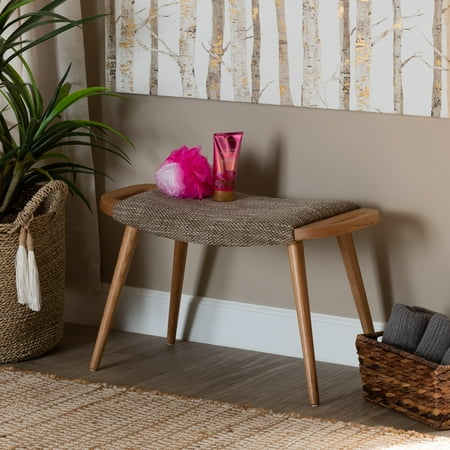 Baxton Studio Banner Upholstered Bench, Light Brown