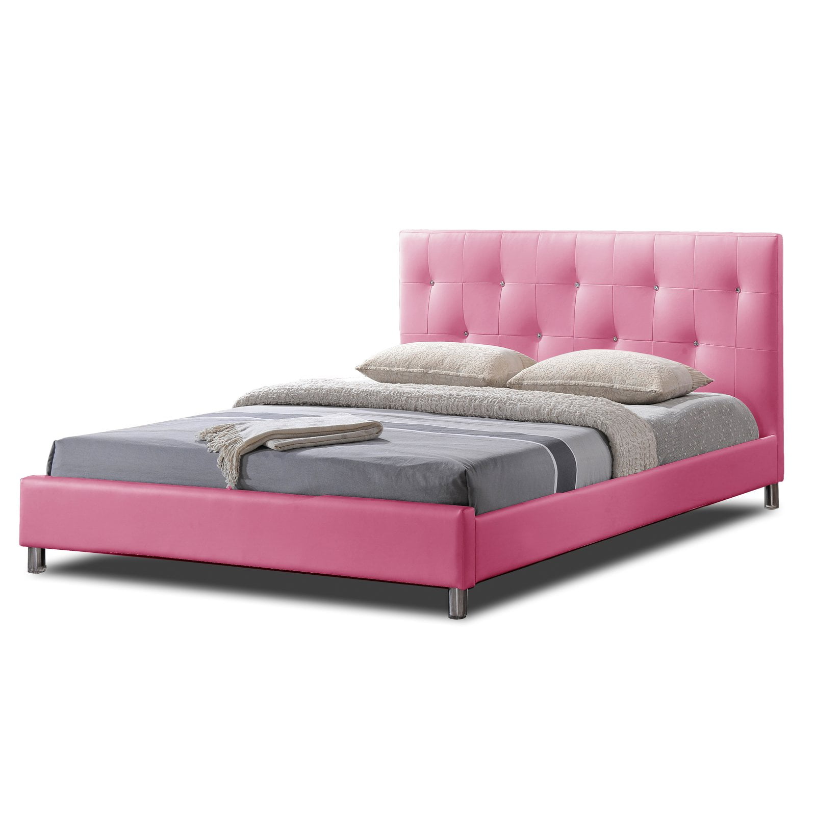 Baxton Studio Barbara Modern Platform Bed with Crystal Button Tufting Multiple colors Multiple Colors