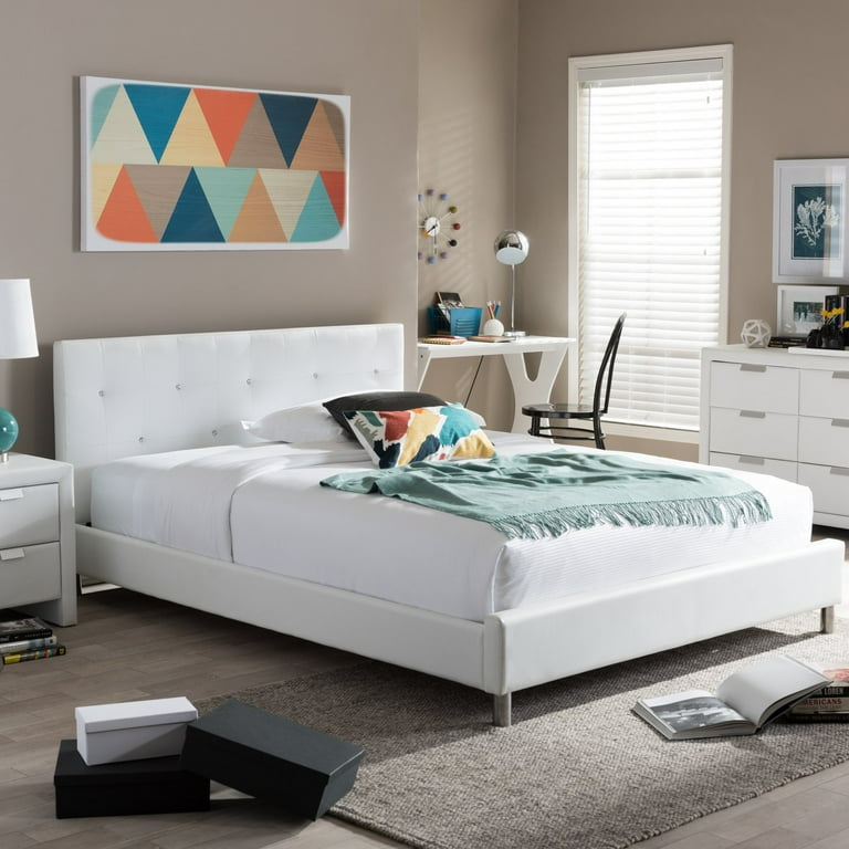Baxton Studio Barbara White Modern Bed with Crystal Button Tufting (Queen Size) Baxton Studio Barbara White Modern Bed with Crystal Button Tufting (Queen Size)