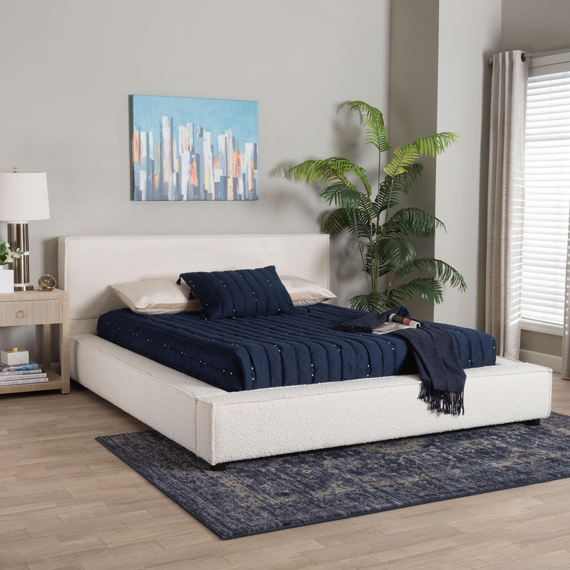 Baxton Studio Bardia Modern Platform Bed, Queen, Cream