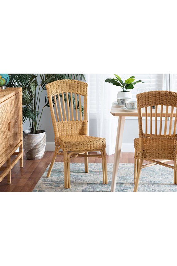 Baxton Studio Barito Modern Bohemian Natural Brown Rattan Dining Chair