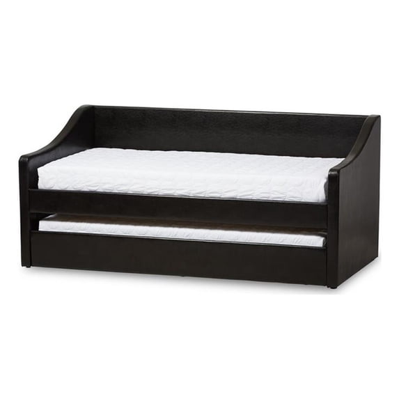 Baxton Studio Barnstorm Modern and Contemporary Faux Leather Upholstered Daybed with Guest Trundle Bed, Multiple Colors
