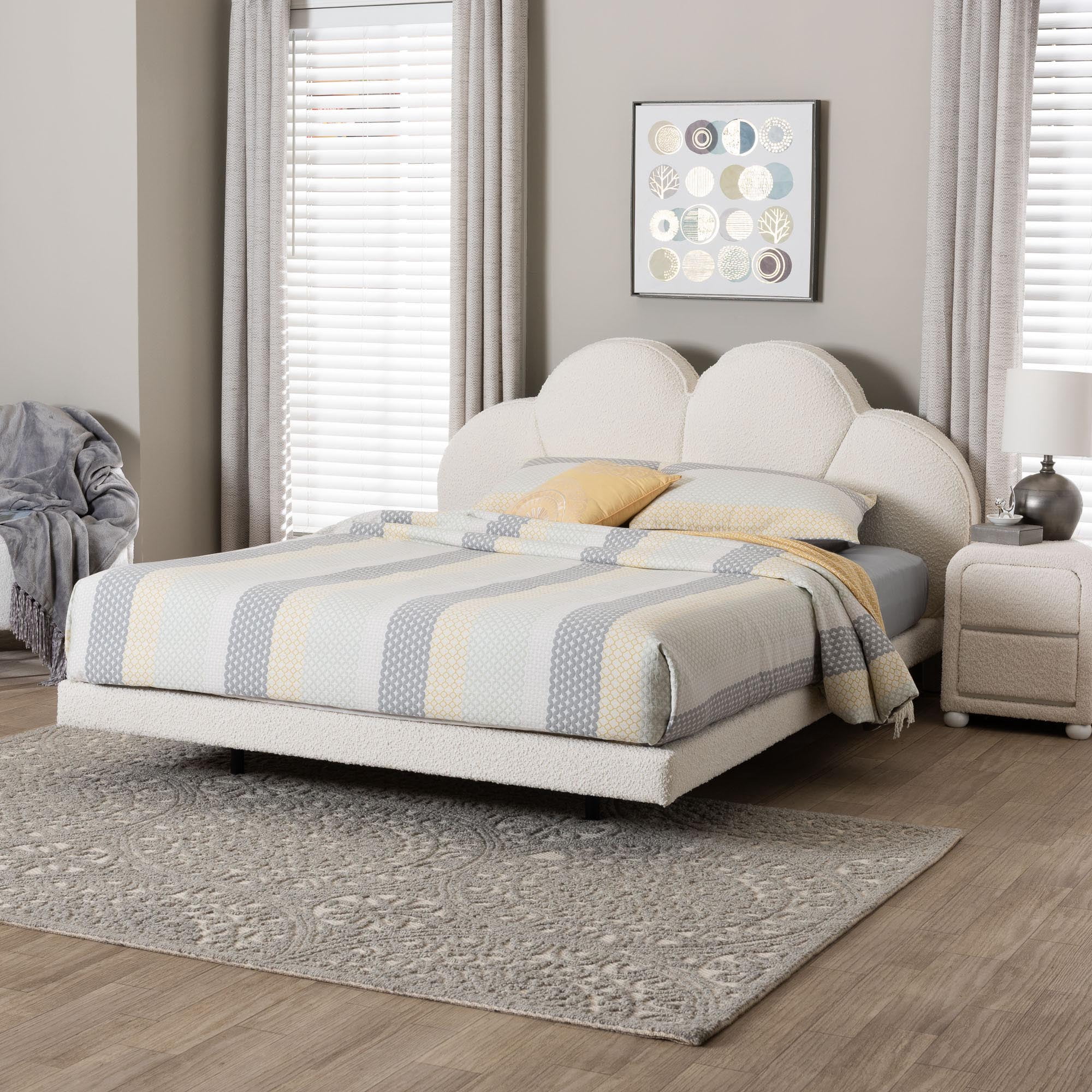 Baxton Studio Barrera Modern Floating Bed, Queen, Cream