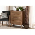 thumbnail image 1 of Baxton Studio Barrett Mid-Century Modern Walnut Brown Finished Wood and Synthetic Rattan 4-Drawer Chest, 1 of 7