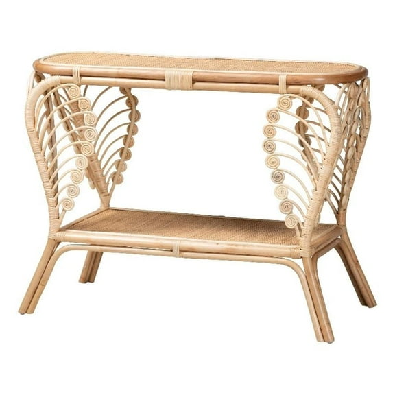 Baxton Studio Bastet Modern Bohemian Natural Brown Rattan 2-Tier Console Table