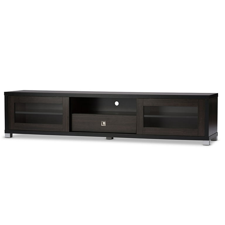 Baxton Studio Beasley 70-Inch Dark Brown TV Cabinet with 2 Sliding Doors and Drawer Baxton Studio Beasley 70-Inch Dark Brown TV Cabinet with 2 Sliding Doors and Drawer