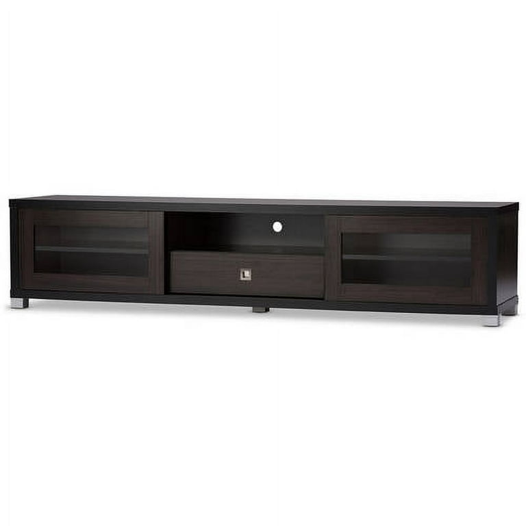 Baxton Studio Beasley 70-Inch Dark Brown TV Cabinet with 2 Sliding Doors and Drawer Baxton Studio Beasley 70-Inch Dark Brown TV Cabinet with 2 Sliding Doors and Drawer