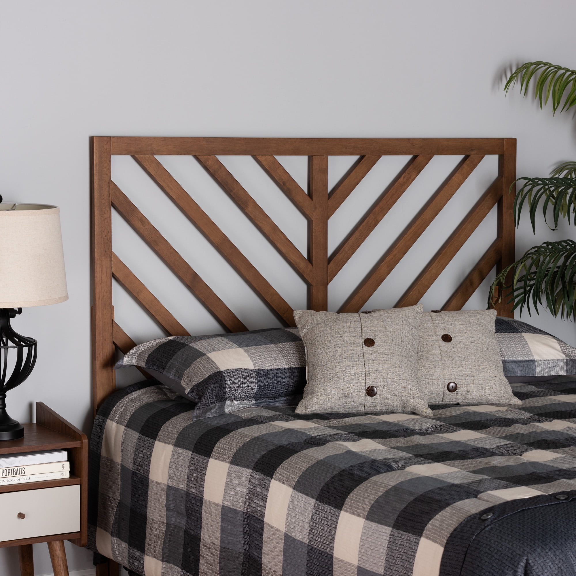 Baxton Studio Belisma Modern and Contemporary Ash Walnut Finished Wood King Size Headboard