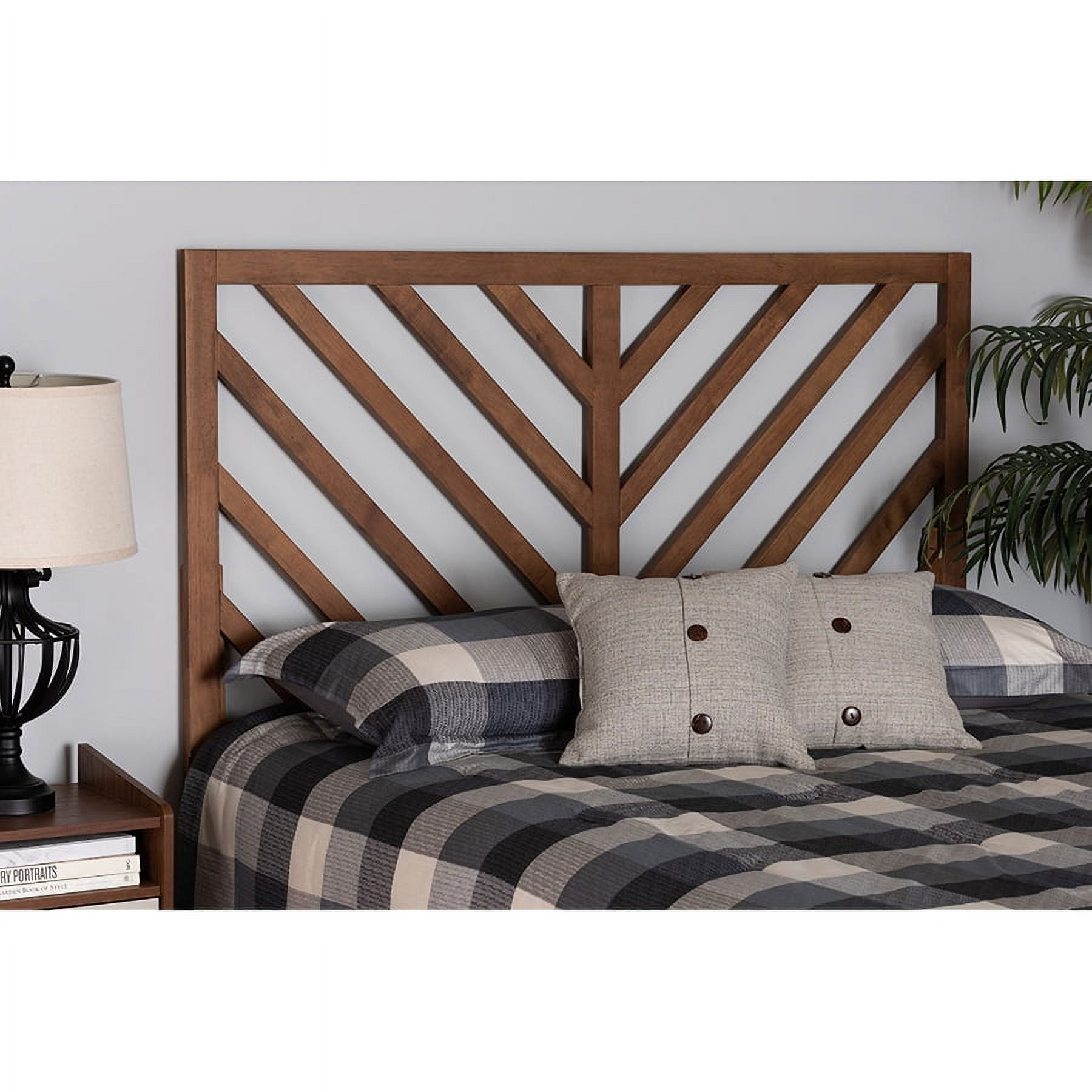 Belisma Queen Ash Walnut Wood Chevron Headboard