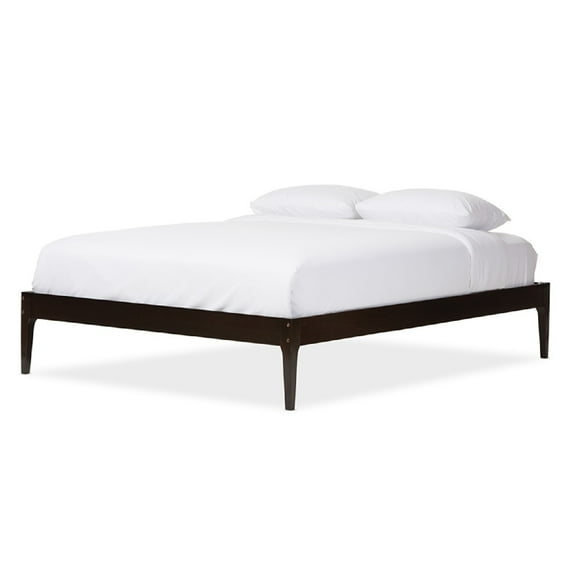 Baxton Studio Bentley Mid-Century Modern Solid Wood Bed Frame, Multiple Finishes, Multiple Sizes