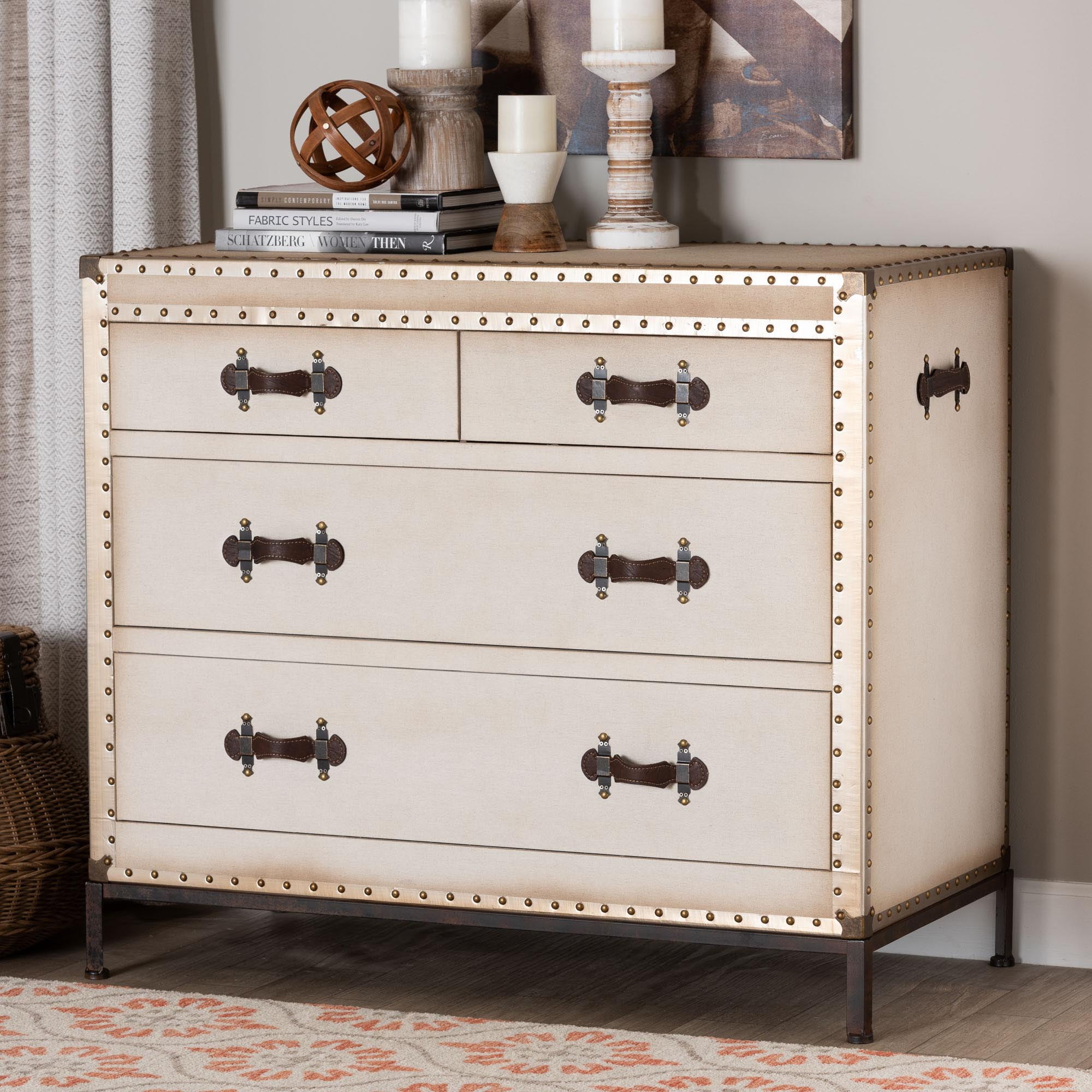 Baxton Studio Benton Vintage Storage Cabinet, 4-Drawer, Black