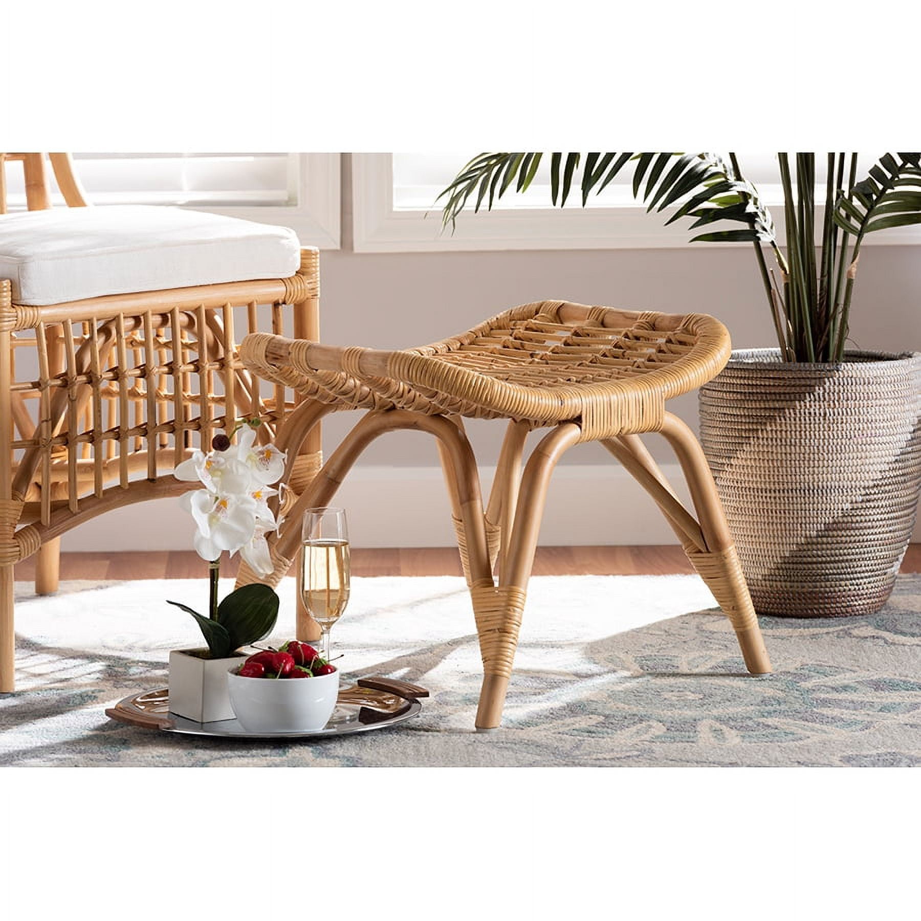Bernardo Natural Brown Rattan Bohemian Ottoman