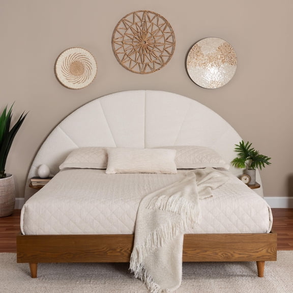Baxton Studio Bernice Japandi Platform Bed, King, Cream