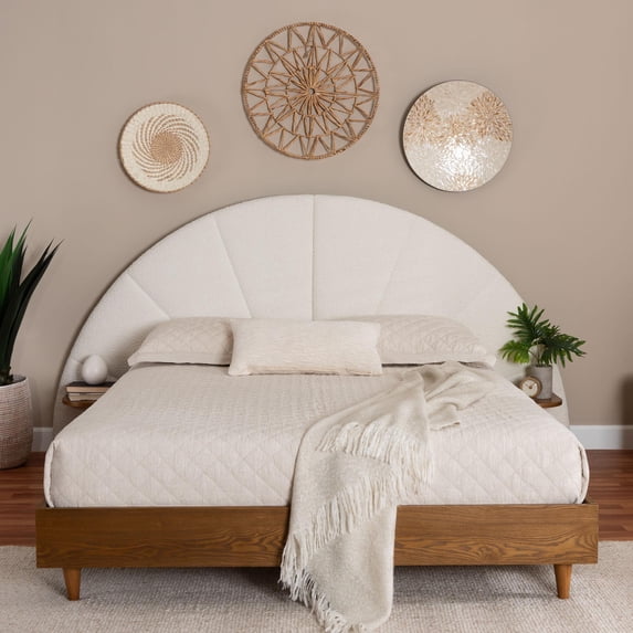 Baxton Studio Bernice Japandi Platform Bed, Queen, Cream