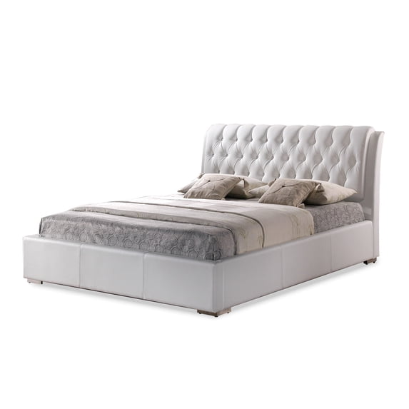 Baxton Studio Bianca Modern Bed with Tufted Headboard, Multiple sizes, Multiple Colors