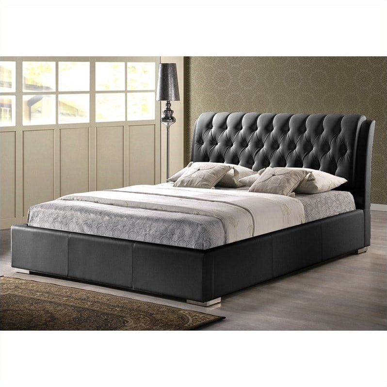 Bianca Black Queen Bed with Tufted Upholstered Headboard