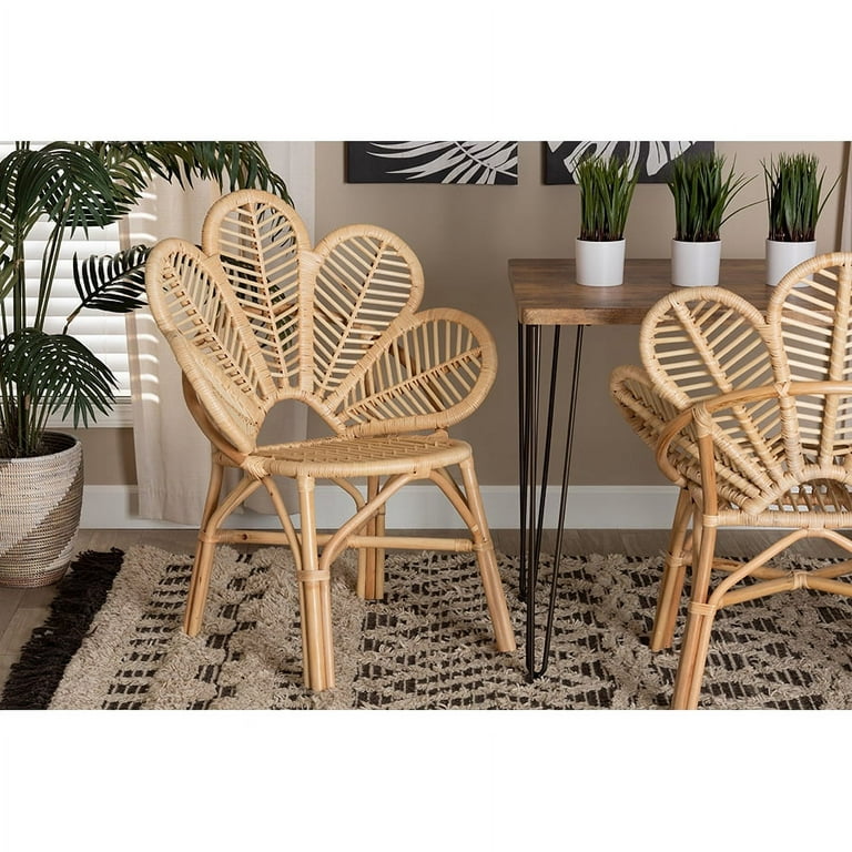 Baxton Studio Bianca Modern Bohemian Natural Brown Rattan Flower Chair