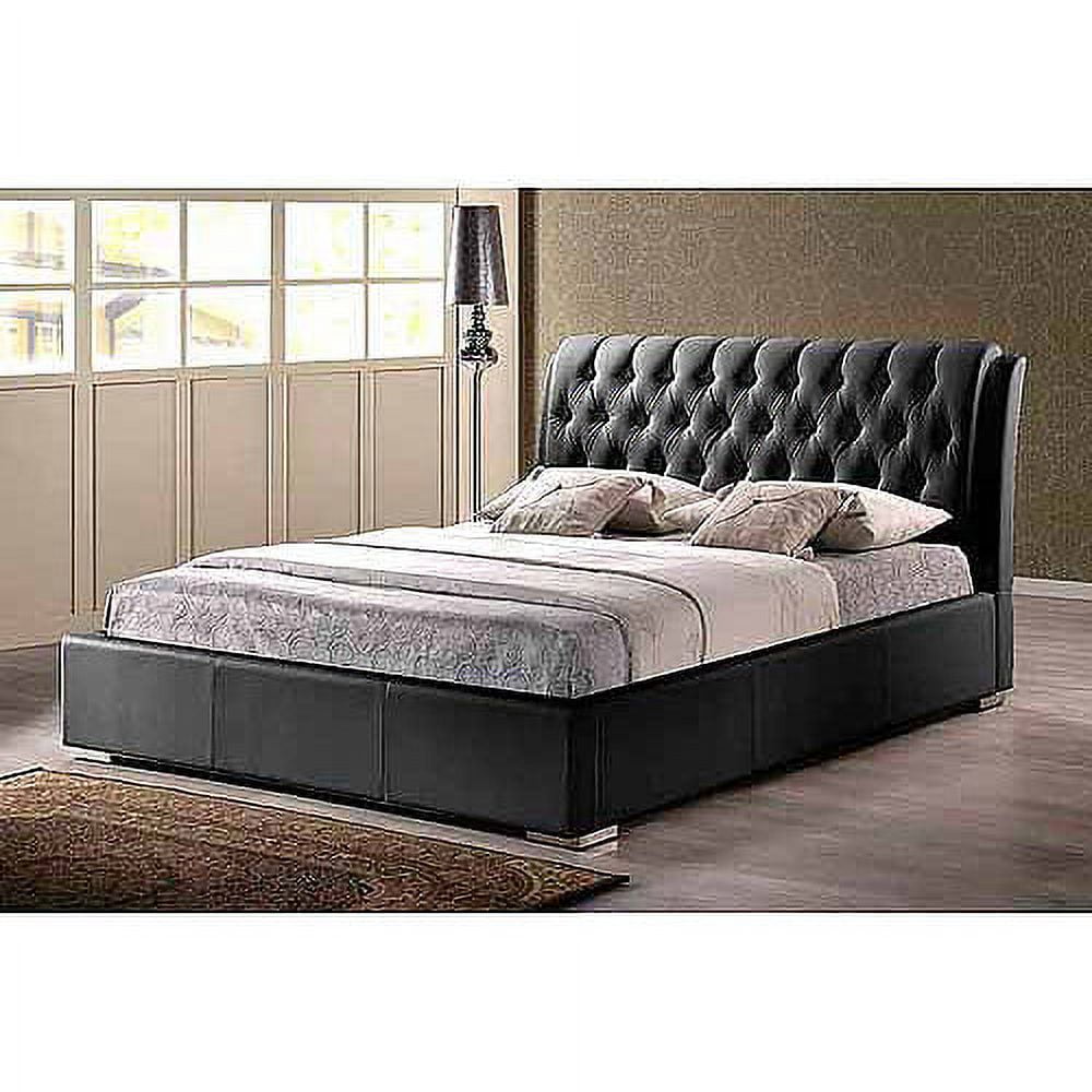 Baxton Studio Bianca Queen Modern Bed with Tufted Headboard Black