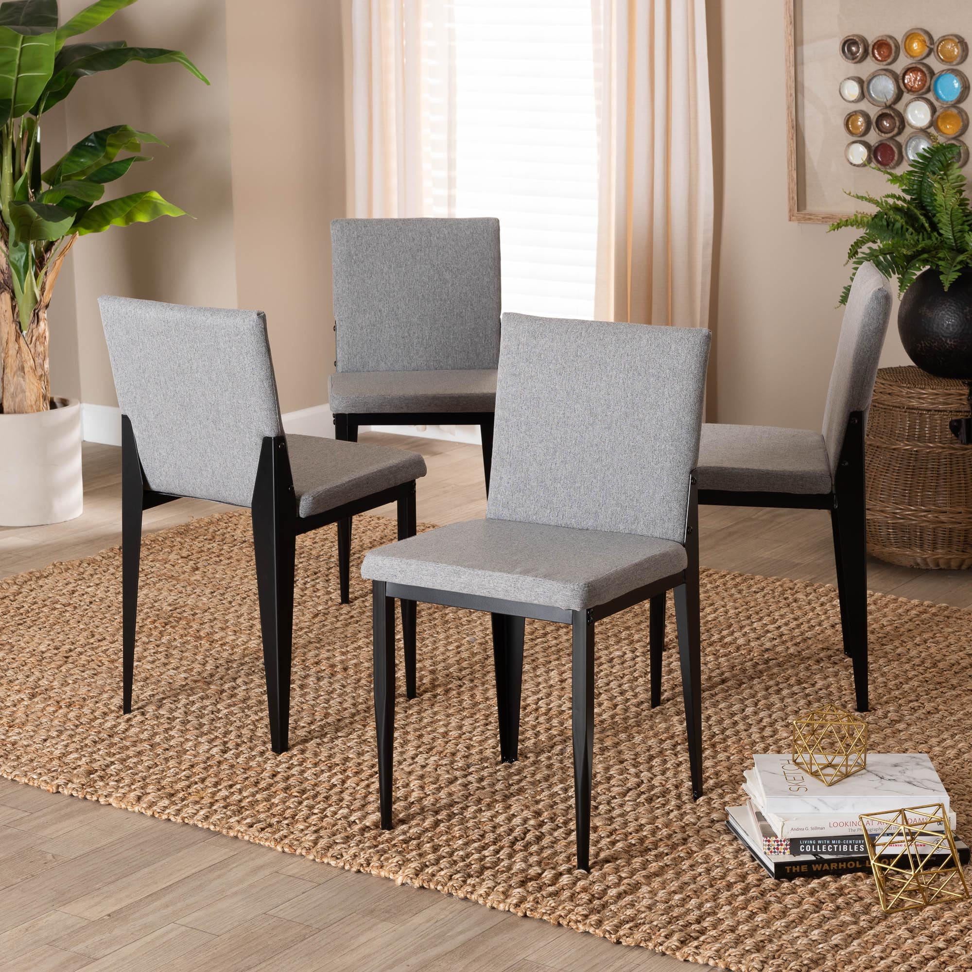 Baxton Studio Bishop Modern Industrial Dining Chair Set, Black Fabric ...