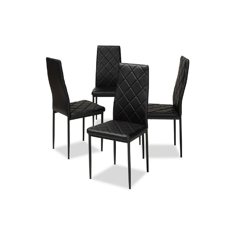 Black Faux Leather Contemporary Metal Chair Black Faux Leather Contemporary Metal Chair