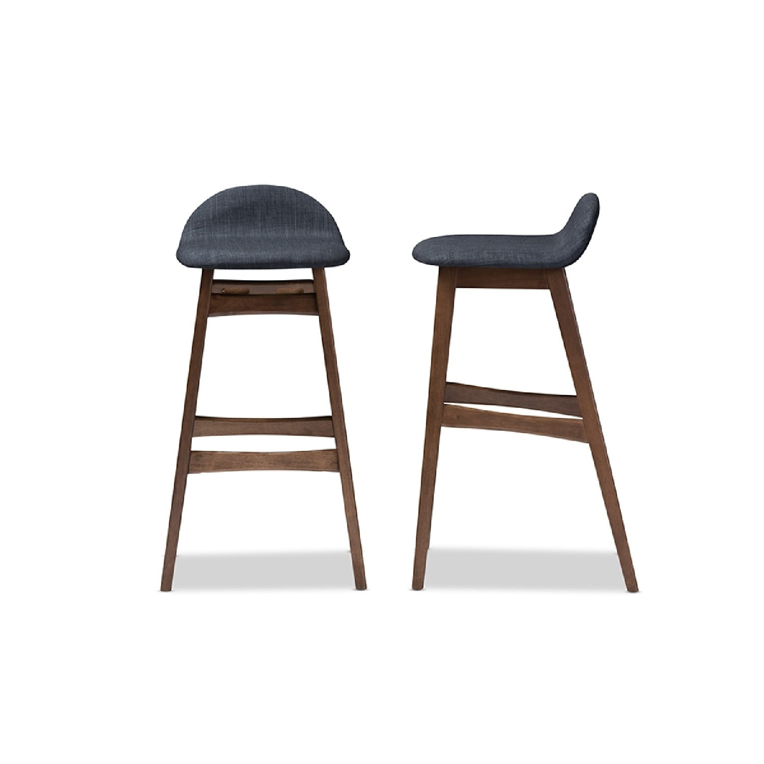 Bloom 30" Dark Blue Fabric Upholstered Walnut Wood Bar Stool Set