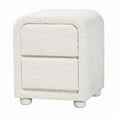 thumbnail image 1 of Baxton Studio Bonilla Modern White Teddy-Bear Fabric and Rubberwood 2-Drawer Nightstand, 1 of 19