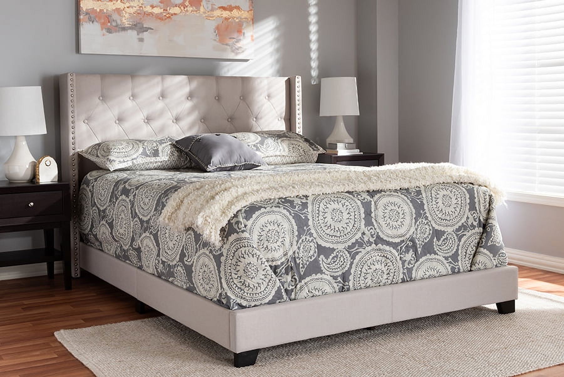 Baxton Studio Brady Modern and Contemporary Beige Fabric Upholstered Full-Size Bed - image 1 of 10