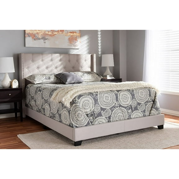 Baxton Studio Brady Modern and Contemporary Beige Fabric Upholstered King Size Bed