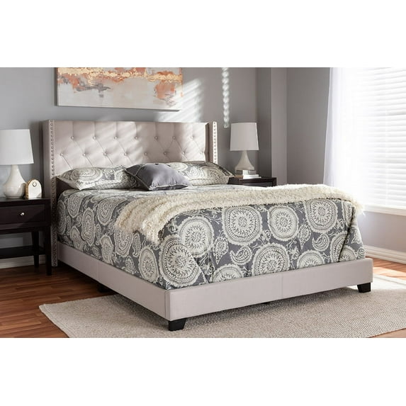 Baxton Studio Brady Modern and Contemporary Beige Fabric Upholstered King Size Bed