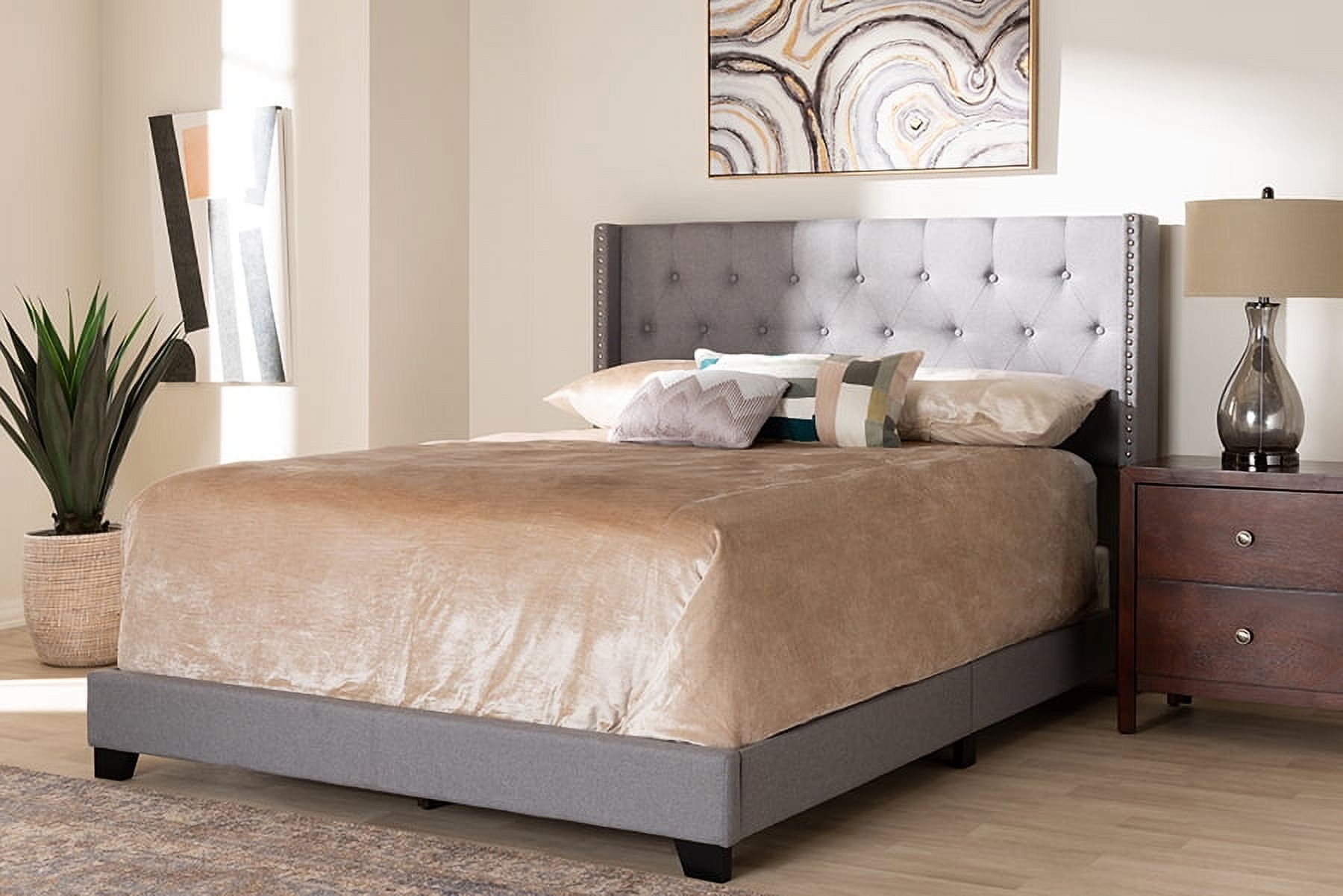 Baxton Studio Brady Modern and Contemporary Light Grey Fabric Upholstered King Size Bed - image 1 of 10