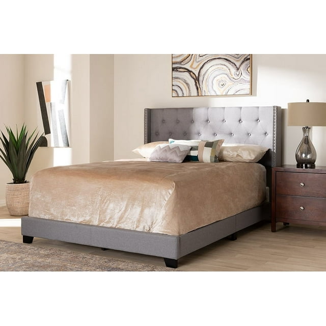 Baxton Studio Brady Modern and Contemporary Light Grey Fabric Upholstered King Size Bed
