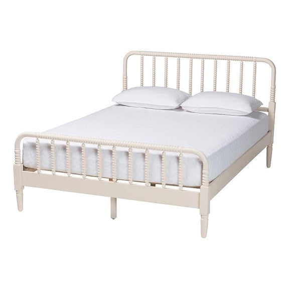 Baxton Studio Braith Farmhouse Ivory Spindle Wood King Size Platform Bed