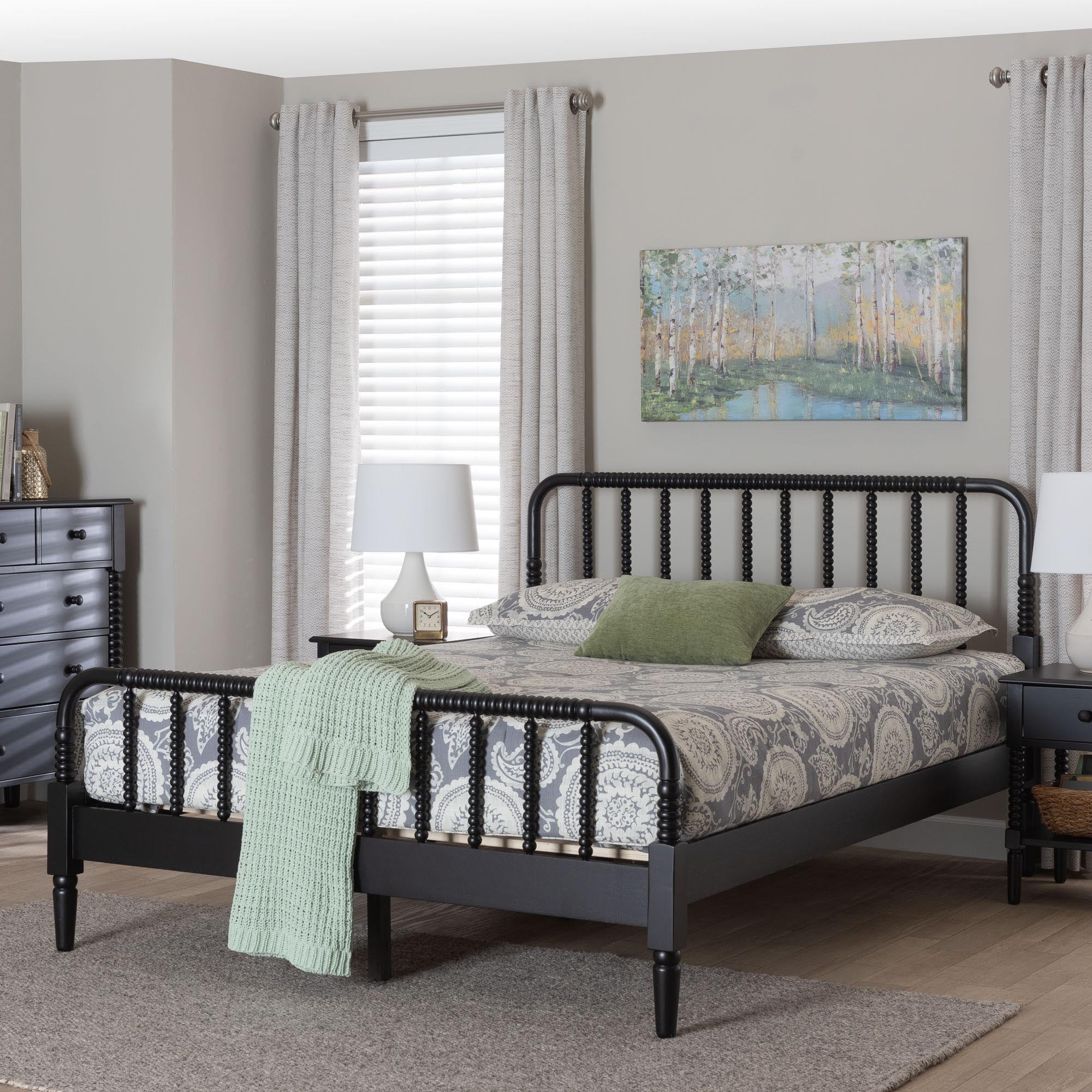 Baxton Studio Braith Farmhouse Platform Bed, King, Black
