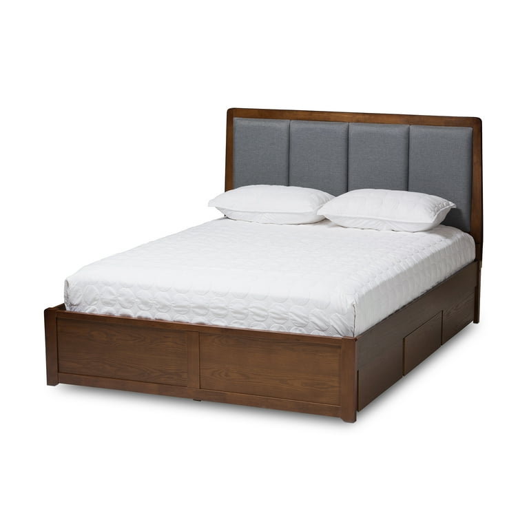 Baxton Studio Brannigan Modern and Contemporary Dark Grey Fabric Upholstered Walnut Finished King Size Storage Platform Bed Baxton Studio Brannigan Modern and Contemporary Dark Grey Fabric Upholstered Walnut Finished King Size Storage Platform Bed