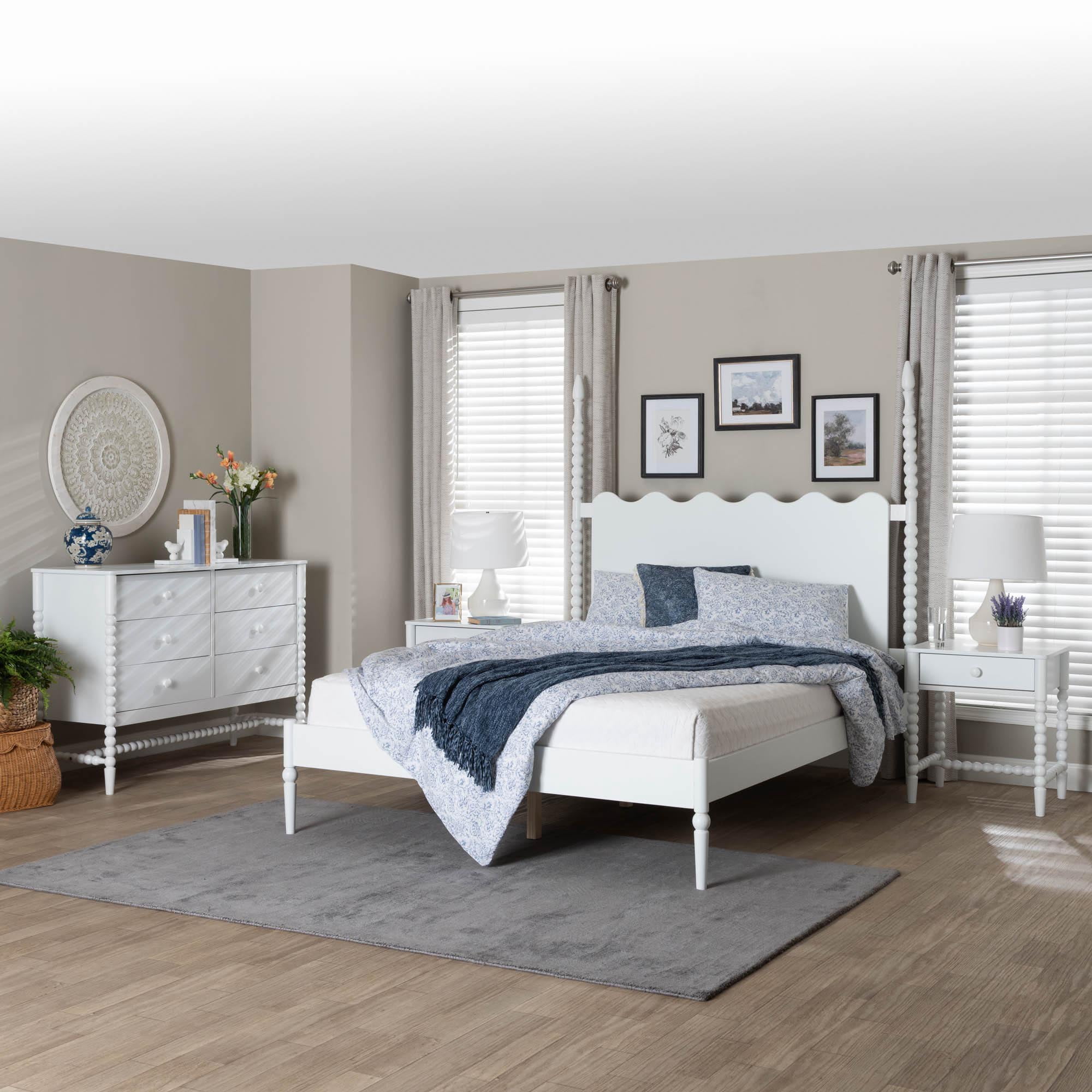 Baxton Studio Brantley Modern Farmhouse Bedroom Set, King, 4-Piece, White