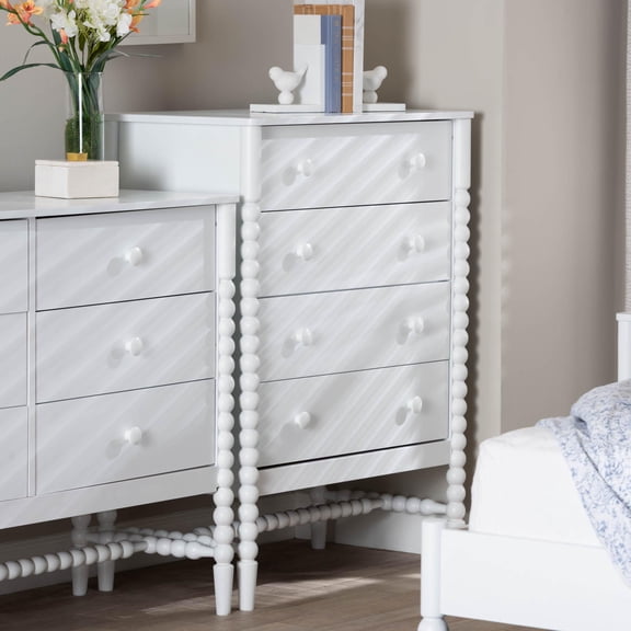 Baxton Studio Brantley Modern Farmhouse Chest, 4-Drawer, White