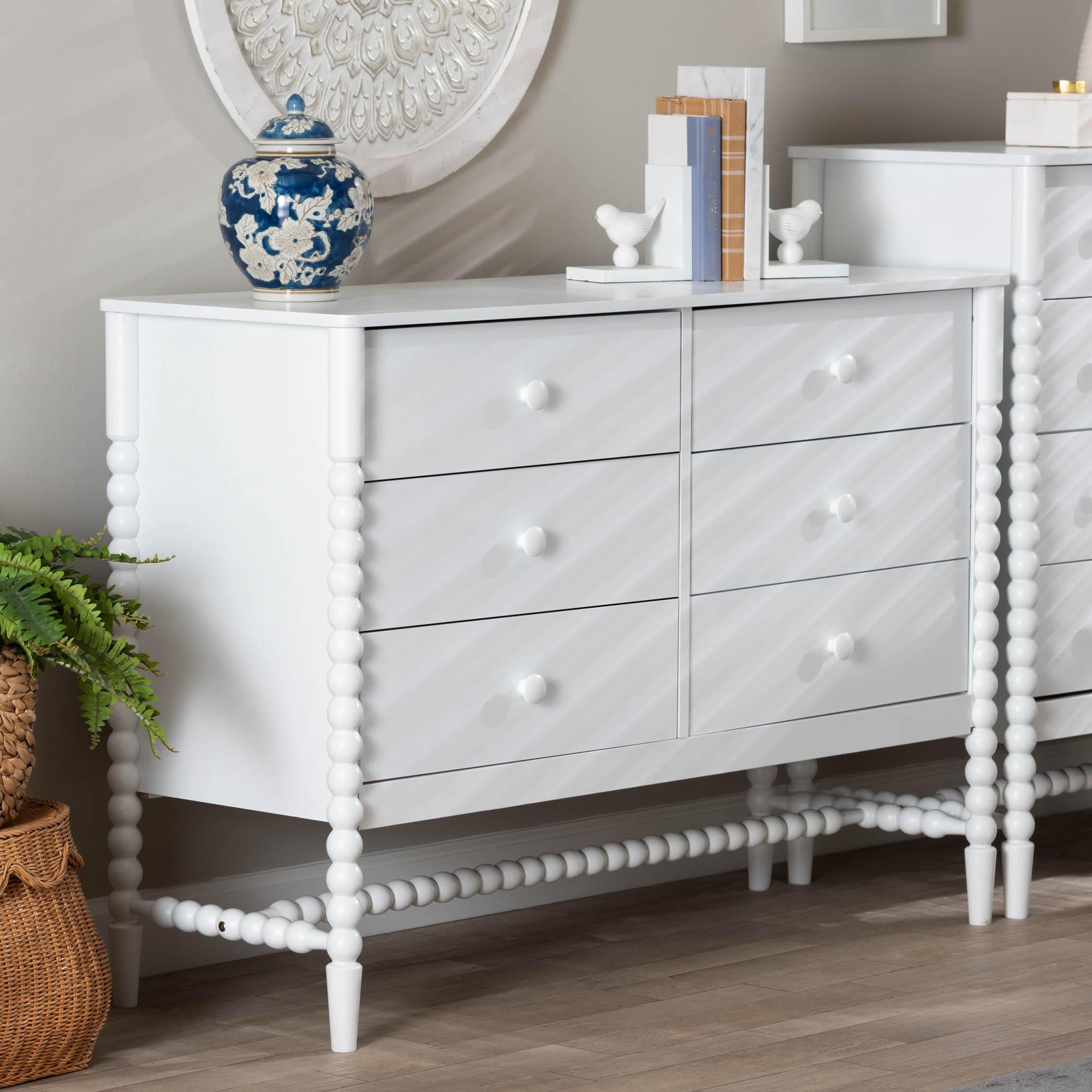 Baxton Studio Brantley Modern Farmhouse Dresser, 6-Drawer, White
