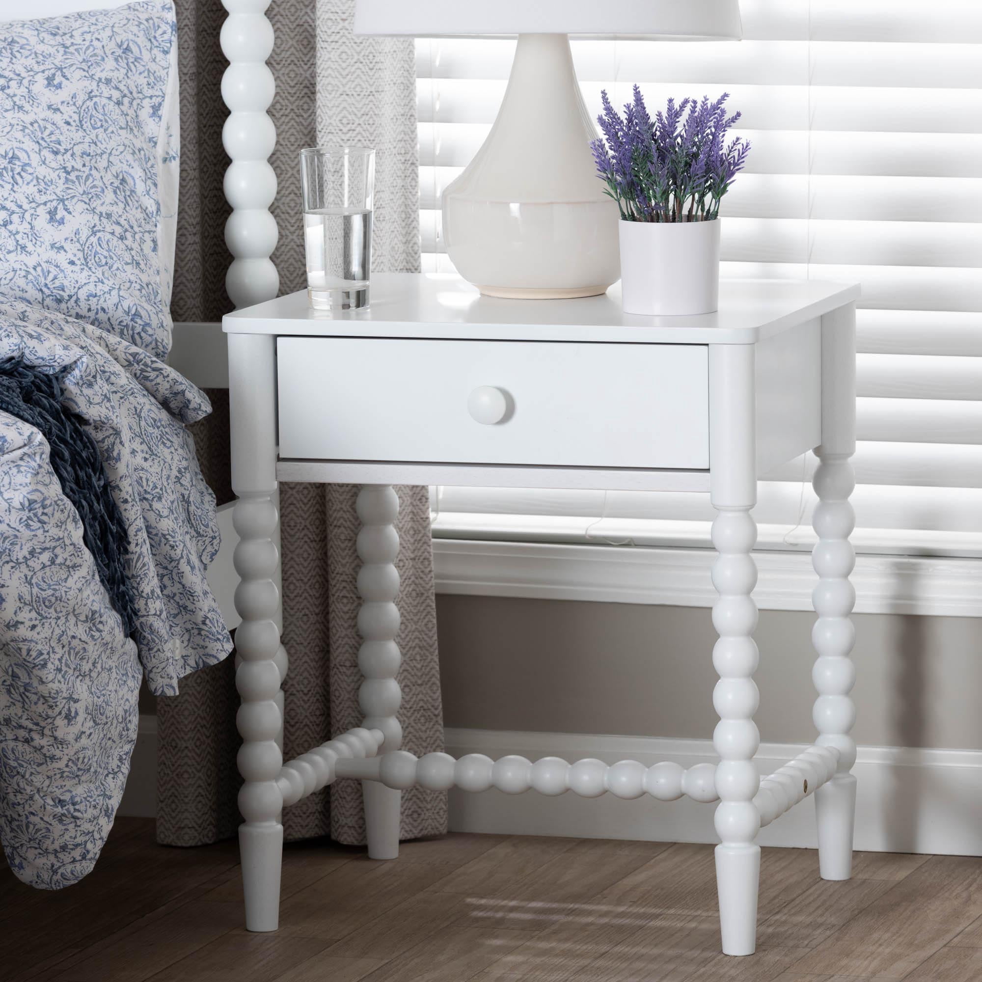 Baxton Studio Brantley Modern Farmhouse Nightstand, 1-Drawer, White