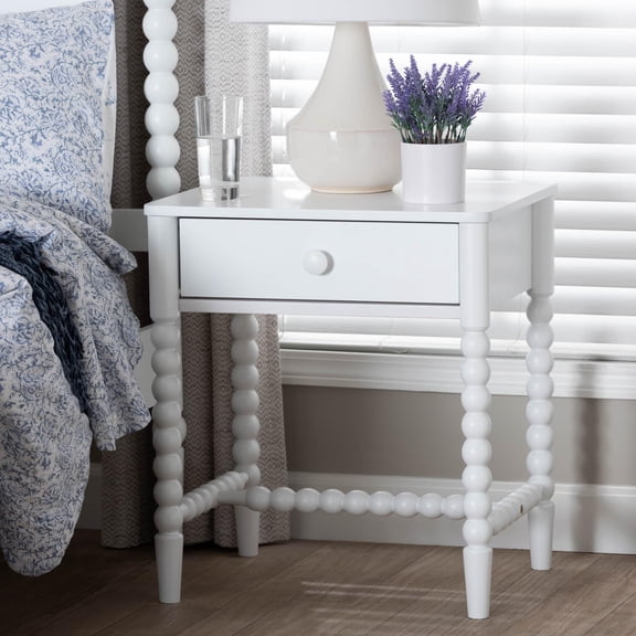 Baxton Studio Brantley Modern Farmhouse Nightstand, 1-Drawer, White