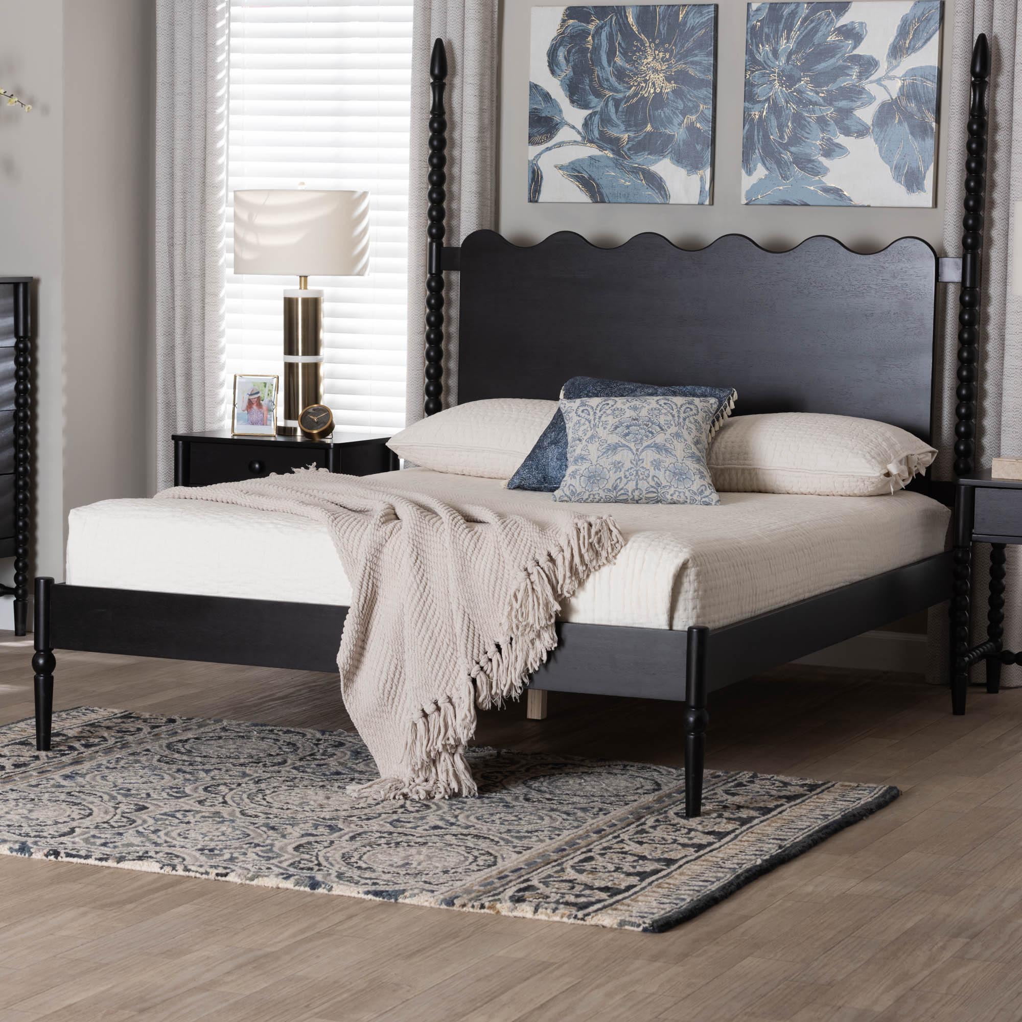 Baxton Studio Brantley Modern Farmhouse Platform Bed, King, Black