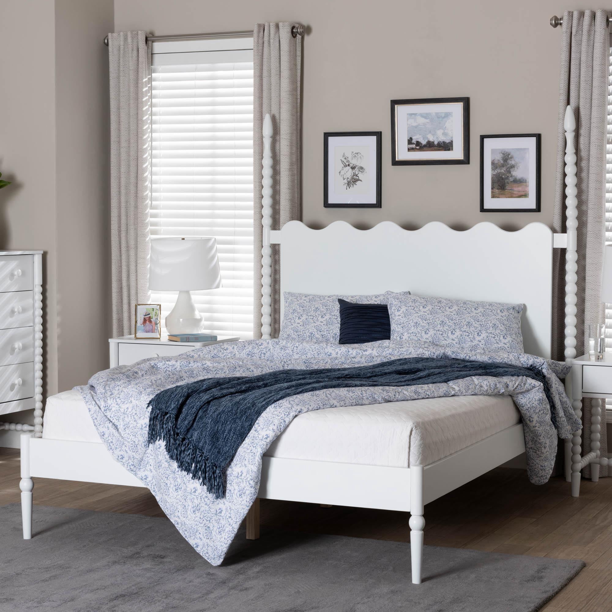 Baxton Studio Brantley Modern Farmhouse Platform Bed, Queen, White