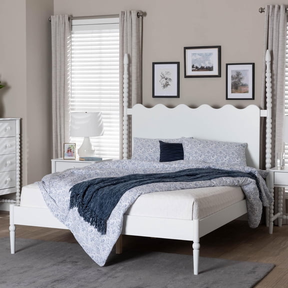 Baxton Studio Brantley Modern Farmhouse Platform Bed, Queen, White
