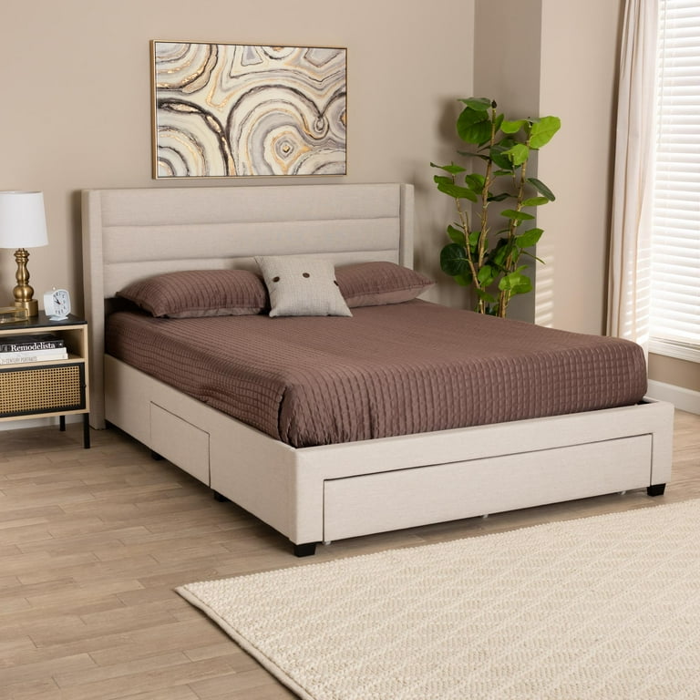 Baxton Studio Braylon Mid-Century Modern Transitional Charcoal Grey Fabric and Dark Brown Finished Wood Full Size 3-Drawer Storage Platform Bed Baxton Studio Braylon Mid-Century Modern Transitional Charcoal Grey Fabric and Dark Brown Finished Wood Full Size 3-Drawer Storage Platform Bed