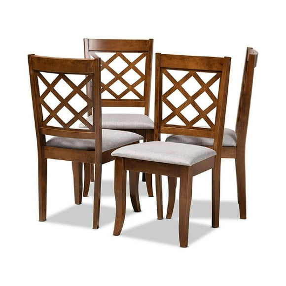 Baxton Studio Brigitte Modern and Contemporary Grey Fabric Upholstered and Walnut Brown Finished Wood 4-Piece Dining