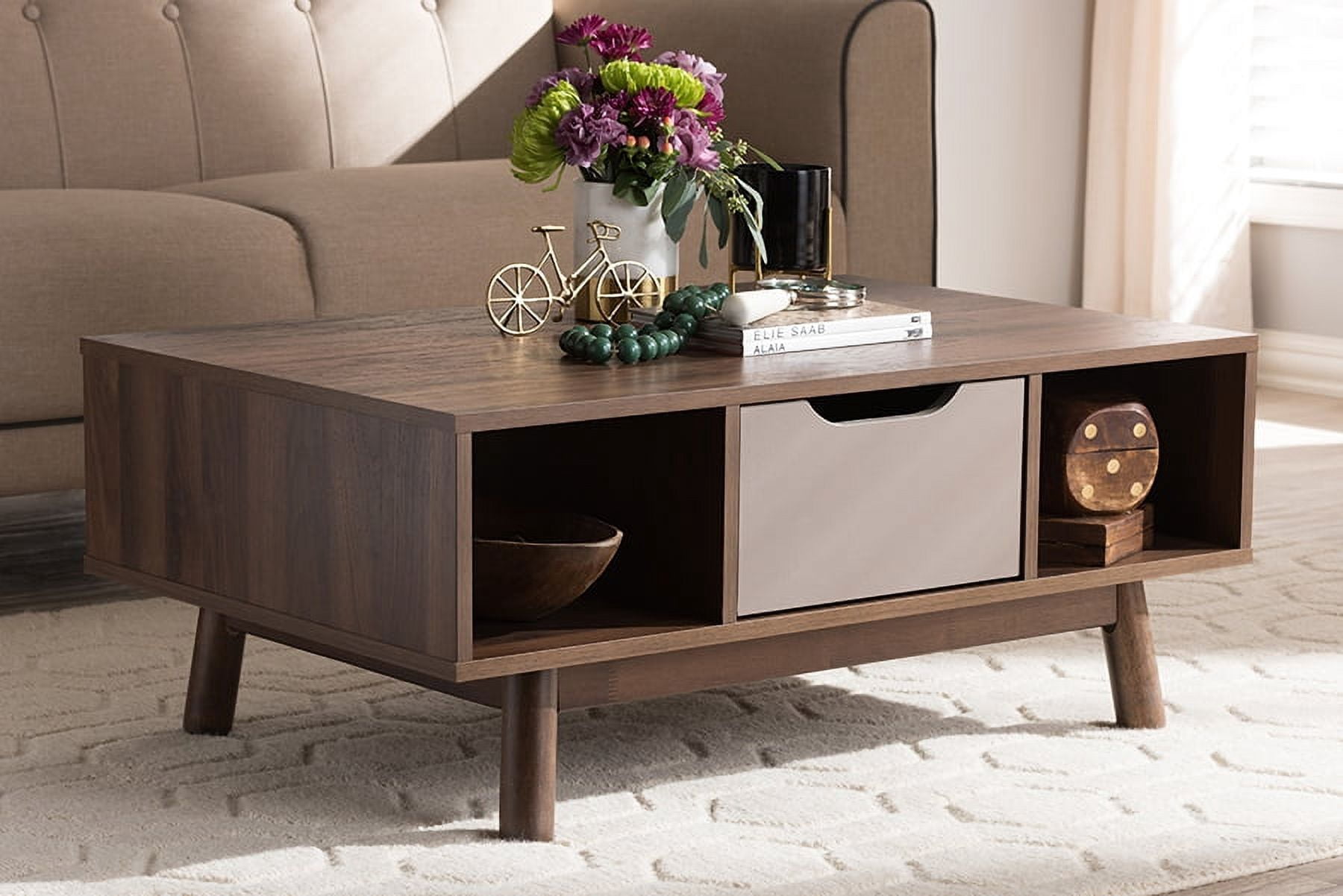 Baxton Studio Britta Walnut Brown and Grey Two-Tone Finished Wood ...