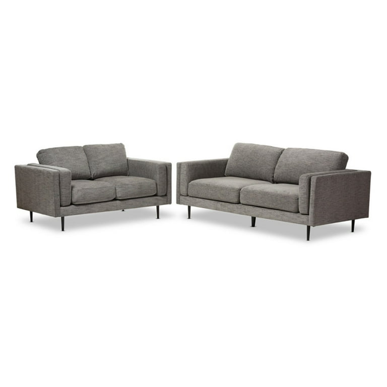 Baxton Studio Brittany Retro Mid Century Modern Grey Fabric Upholstered 2 Piece Living Room Set