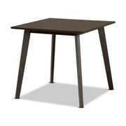 Baxton Studio Britte Mid-Century Modern Dark Oak Brown Finished Square Wood Dining Table