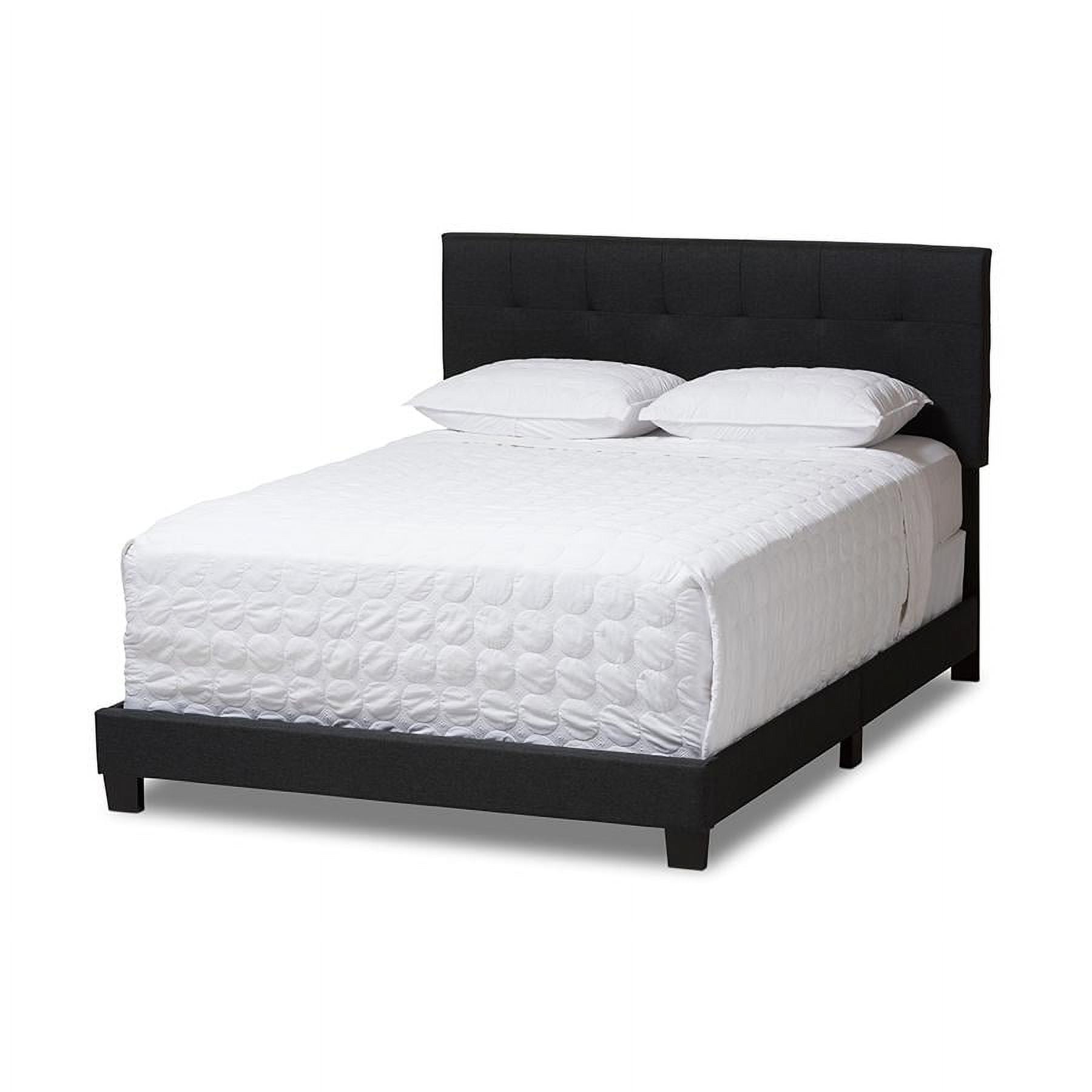 Baxton Studio Brookfield Modern and Contemporary Grey Fabric Upholstered Grid-tufting Queen Size Bed